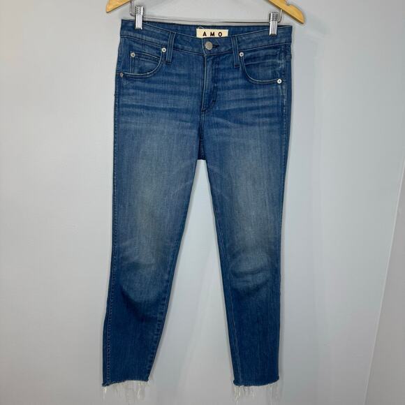 AMO  Stix Crop Ankle Jeans Bluebeam Stretch Blue Preppy Women's 27 - Picture 12 of 12
